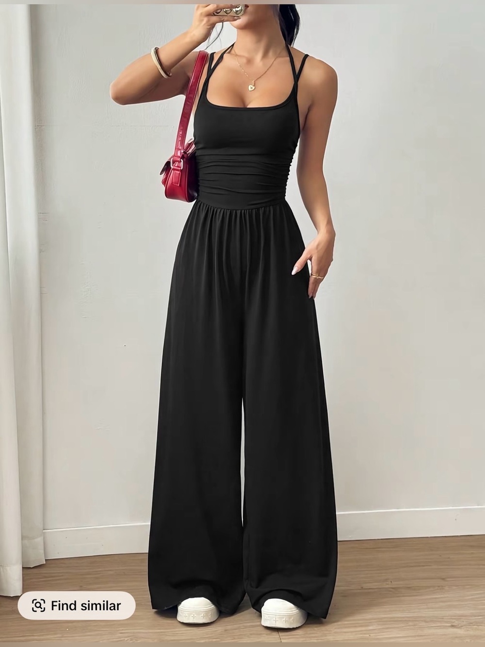 TFBreeze Black Wide Leg Jumpsuit Size Large NWT